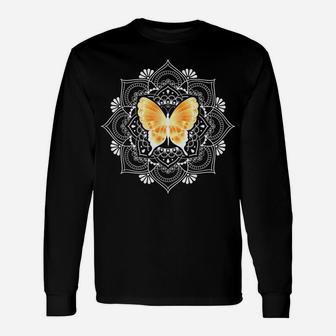 Zen Butterfly Lotus Flower Mandala Hippie Meditation Unisex Long Sleeve | Crazezy