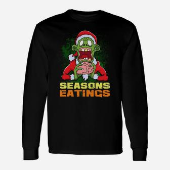 Zombie Santa Claus Seasons Eatings Funny Christmas Zombies Sweatshirt Unisex Long Sleeve | Crazezy CA
