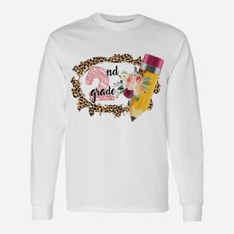 2Nd Grade Leopard Frame And Pencil Flower Back To School Unisex Long Sleeve | Crazezy AU