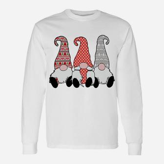 3 Nordic Gnomes Swedish Lady Tomte Nisse Gray Red Unisex Long Sleeve | Crazezy CA