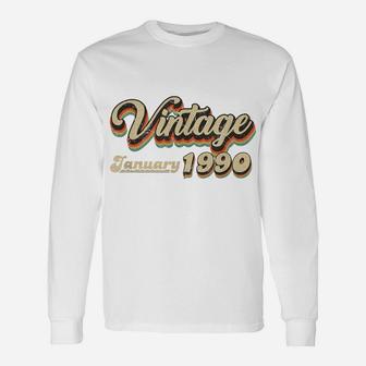 30Th Birthday Gift Vintage January 1990 Thirty Years Old Unisex Long Sleeve | Crazezy