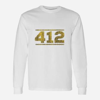 412 Distressed Chain Pittsburgh Long Sleeve T-Shirt - Thegiftio UK