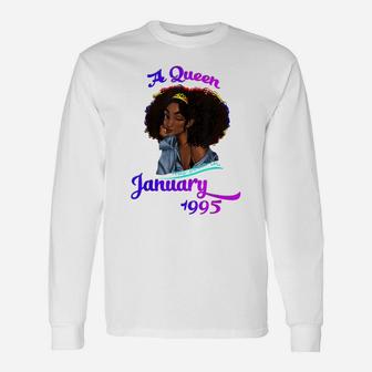 A Queen Was Born In January 1995 26Th Birthday Gift Funny Unisex Long Sleeve | Crazezy AU