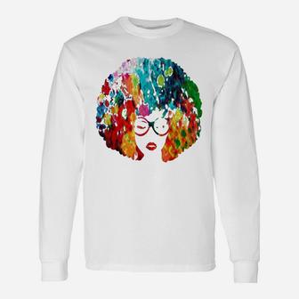 Afro And Glasses Natural Hair Unisex Long Sleeve | Crazezy DE