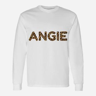 Angie Leopard Print Funny Personalized Name Birthday Gift Unisex Long Sleeve | Crazezy DE