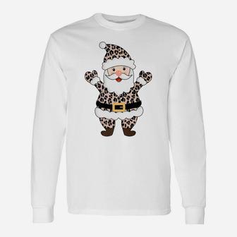 Animal Leopard Print Santa Claus Pattern Christmas Xmas Gift Unisex Long Sleeve | Crazezy