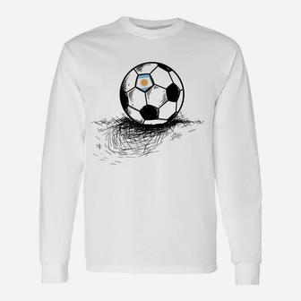 Argentina Soccer Ball Flag Jersey Shirt Argentinian Football Unisex Long Sleeve | Crazezy