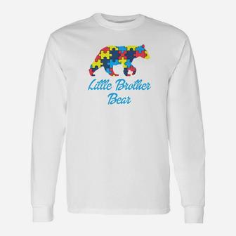 Autism Little Brother Bear Awareness Suppor Long Sleeve T-Shirt - Thegiftio UK