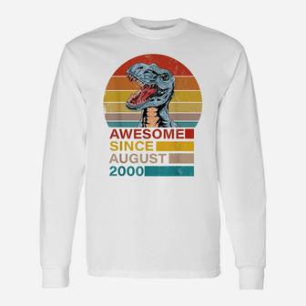 Awesome Since August 2000 Dinosaur 21 Year Old Birthday Unisex Long Sleeve | Crazezy