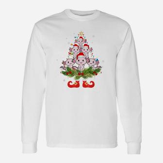 Axolotls Christmas Tree Lights Funny Santa Hat Lover Unisex Long Sleeve | Crazezy AU