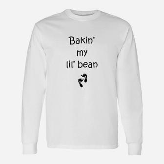 Baking My Lil Bean Unisex Long Sleeve | Crazezy DE