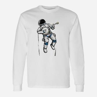 Banjo Spaceman Astronaut Minimalist Space Bluegrass Retro Long Sleeve T-Shirt - Thegiftio UK