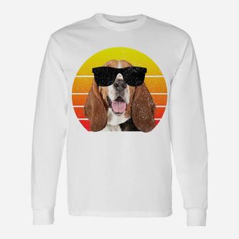 Basset Hound Vintage Sunset Dog Funny Basset Mom Basset Dad Unisex Long Sleeve | Crazezy AU