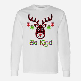Be Kind Autism Awareness Christmas Reindeer Gifts Xmas Idea Sweatshirt Unisex Long Sleeve | Crazezy
