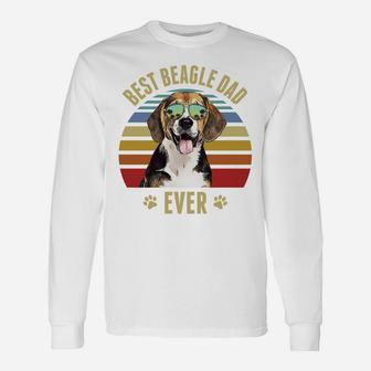Beagle Best Dog Dad Ever Retro Sunset Beach Vibe Sweatshirt Unisex Long Sleeve | Crazezy DE