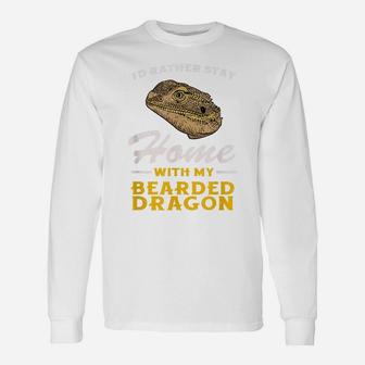 Bearded Dragon Stay Home Funny Pagona Lizard Reptile Unisex Long Sleeve | Crazezy