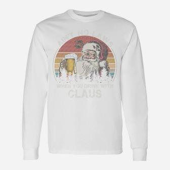 Beer Lover Gift Drinking Beer With Santa Claus Funny Xmas Sweatshirt Unisex Long Sleeve | Crazezy