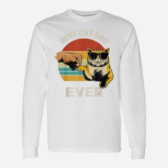 Best Cat Dad Ever Paw Fist Bump Fit Tee Funny Cat Dad Unisex Long Sleeve | Crazezy