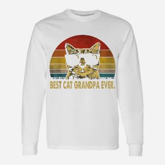Best Cat Grandpa Ever Vintage T Shirt Father's Day Tee Unisex Long Sleeve | Crazezy UK
