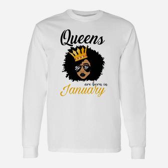 Birthday Queens January Shirts For Women African American Sweatshirt Unisex Long Sleeve | Crazezy CA