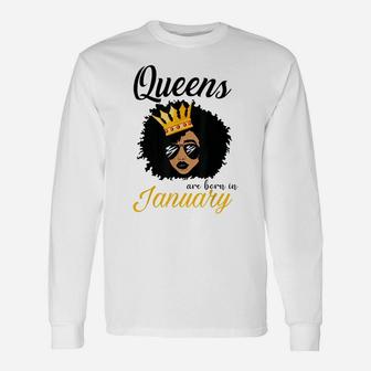 Birthday Queens January Shirts For Women African American Unisex Long Sleeve | Crazezy