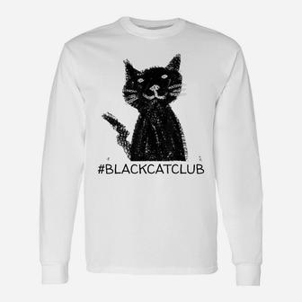 Black Cat Club Gifts For Cat Lovers Cute Graphic Tees Unisex Long Sleeve | Crazezy DE