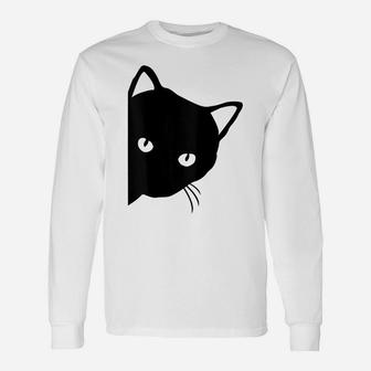 Black Cat Face For Cat Lovers Unisex Long Sleeve | Crazezy