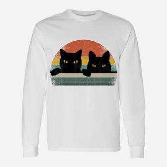 Black-Cat Vintage Retro Style-Cats Lover Gift Sweatshirt Unisex Long Sleeve | Crazezy
