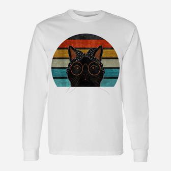 Black Cat Vintage Retro Style Cute Kitty Cats Lover Gift Unisex Long Sleeve | Crazezy