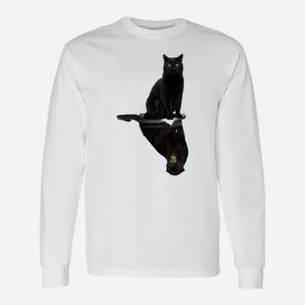 Black Cats Reflection Gift Cat Lovers Cute Black Tiger Unisex Long Sleeve | Crazezy