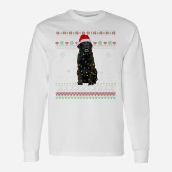 Black Lab Lights Funny Christmas Pajama Gift Xmas Sweater Unisex Long Sleeve | Crazezy