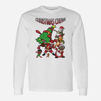 Black Santa Claus Sweatshirt African American Christmas Crew Sweatshirt Unisex Long Sleeve | Crazezy