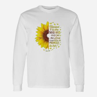 Blessed Christian Verse Religious Gift Women Sunflower Unisex Long Sleeve | Crazezy UK