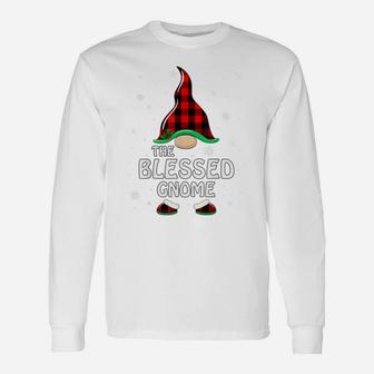 Blessed Gnome Buffalo Plaid Matching Family Christmas Pajama Unisex Long Sleeve | Crazezy AU