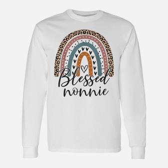 Blessed Nonnie Funny Leopard Boho Cute Rainbow Unisex Long Sleeve | Crazezy CA