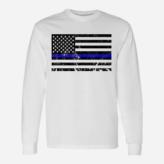Blue Lives Matter Usa Flag Unisex Long Sleeve | Crazezy