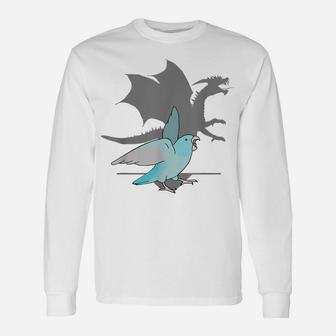 Blue Pacific Parrotlet With Dragon Shadow Birb Memes Parrot Unisex Long Sleeve | Crazezy CA