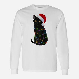 Bombay Cat Christmas Lights Xmas Cat Lover Santa Hat Unisex Long Sleeve | Crazezy UK