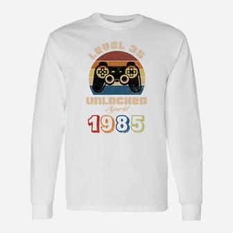 I Was Born In 1985 My Level 35 Is Unlocked From Now On In April Of 2020 Long Sleeve T-Shirt - Thegiftio UK