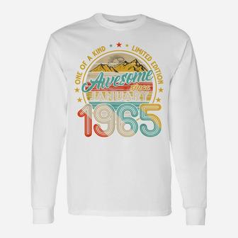 Born In January 1965 56Th Birthday Gift Retro 56 Years Old Unisex Long Sleeve | Crazezy DE