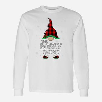 Bossy Gnome Buffalo Plaid Matching Family Christmas Pajama Unisex Long Sleeve | Crazezy AU
