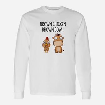 Brown Chicken Brown Cow Pop Culture Tee Long Sleeve T-Shirt - Thegiftio UK