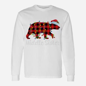 Buffalo Plaid Matching Christmas Middle Sister Bear Pajama Unisex Long Sleeve | Crazezy AU