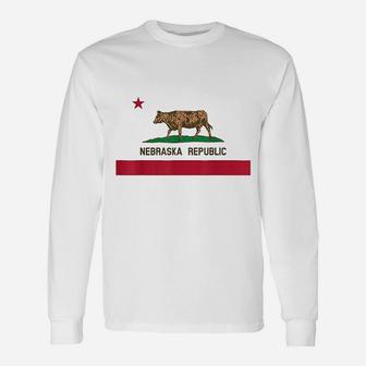 California Style Nebraska State Flag Unisex Long Sleeve | Crazezy DE
