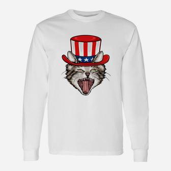 Cat 4th Fourth Of July Shirt Usa America Pride Long Sleeve T-Shirt - Thegiftio UK