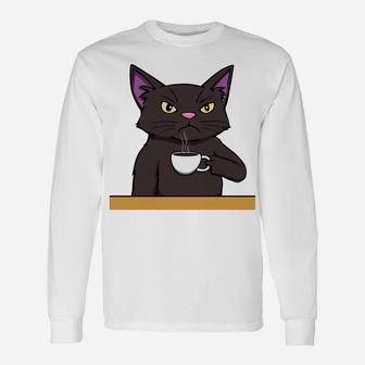 Cat Coffee Because Murder Is Wrong Gift For Coffee Lovers Unisex Long Sleeve | Crazezy
