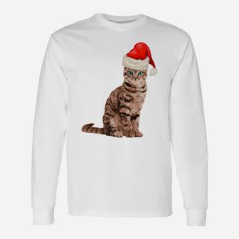 Cat Santa Hat Meowy Merry Christmas In July Unisex Long Sleeve | Crazezy UK