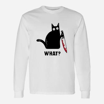 Cat What Funny Black Cat Unisex Long Sleeve | Crazezy DE