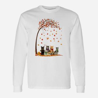 Cats Fall Autumn Leaf Tree Funny Cat Lovers Gifts Unisex Long Sleeve | Crazezy UK