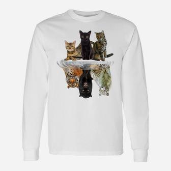 Cats Reflection Gift Friend Cat Lovers Cute Tiger Unisex Long Sleeve | Crazezy